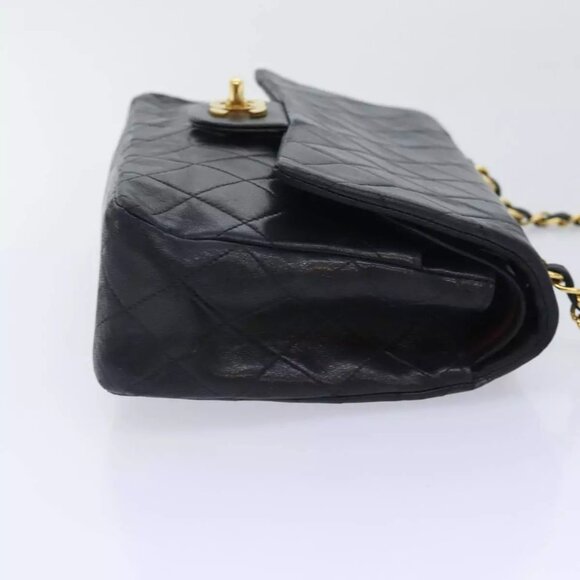 CHANEL Matelasse Turn Lock Chain Shoulder Bag Lamb Skin Black CC Auth yk15263A - Picture 6 of 16